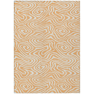 HomeRoots 5' Peach and Ivory Abstract Area Rug - Stylish, Washable Design for Indoor and Outdoor Spaces 8' X 10' 598995