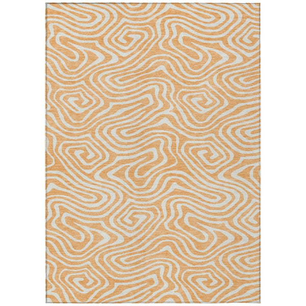 HomeRoots 5' Peach and Ivory Abstract Area Rug - Stylish, Washable Design for Indoor and Outdoor Spaces 8' X 10' 598995