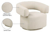 Niya Beige Linen Textured Fabric Swivel Accent Chair 598Beige Meridian Furniture