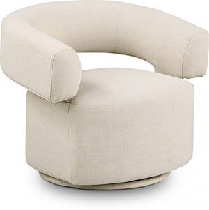 Niya Beige Linen Textured Fabric Swivel Accent Chair 598Beige Meridian Furniture