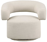 Niya Beige Linen Textured Fabric Swivel Accent Chair 598Beige Meridian Furniture