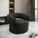 Niya Black Linen Textured Fabric Swivel Accent Chair 598Black Meridian Furniture