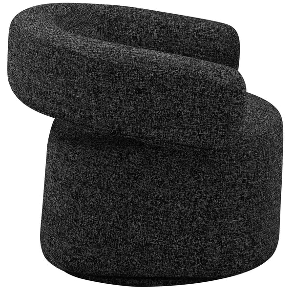 Niya Black Linen Textured Fabric Swivel Accent Chair 598Black Meridian Furniture