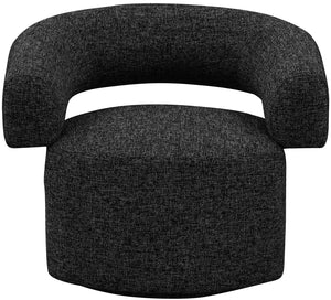 Niya Black Linen Textured Fabric Swivel Accent Chair 598Black Meridian Furniture