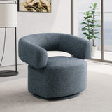 Niya Blue Linen Textured Fabric Swivel Accent Chair 598Blue Meridian Furniture