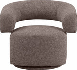 Niya Brown Linen Textured Fabric Swivel Accent Chair 598Brown Meridian Furniture