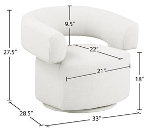 Niya Cream Linen Textured Fabric Swivel Accent Chair 598Cream Meridian Furniture