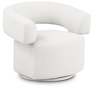 Niya Cream Linen Textured Fabric Swivel Accent Chair 598Cream Meridian Furniture