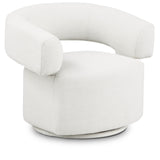 Niya Cream Linen Textured Fabric Swivel Accent Chair 598Cream Meridian Furniture