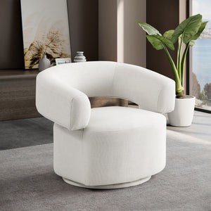 Niya Cream Linen Textured Fabric Swivel Accent Chair 598Cream Meridian Furniture