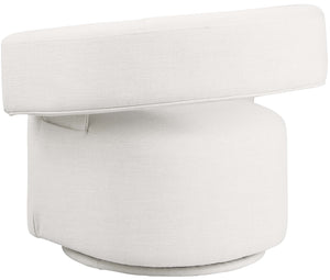 Niya Cream Linen Textured Fabric Swivel Accent Chair 598Cream Meridian Furniture