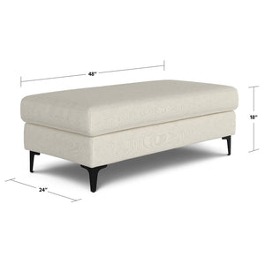 English Elm Ava Mid Century Upholstered Bench Ottoman with Powder Coated Legs for Living Room Cream B136P436946
