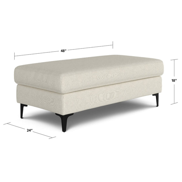 English Elm Ava Mid Century Upholstered Bench Ottoman with Powder Coated Legs for Living Room Cream B136P436946