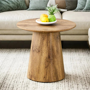 English Elm Natural Wood Grain Mdf Round Side Table Compact Accent for Living Room or Bedroom W2920P232763
