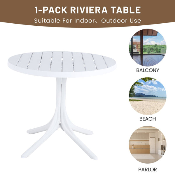 English Elm Summer Outdoor Dining Set Stackable Pp Chairs Round Table Uv Resistant Patio Cream White,Haze Green,White W3450S00115