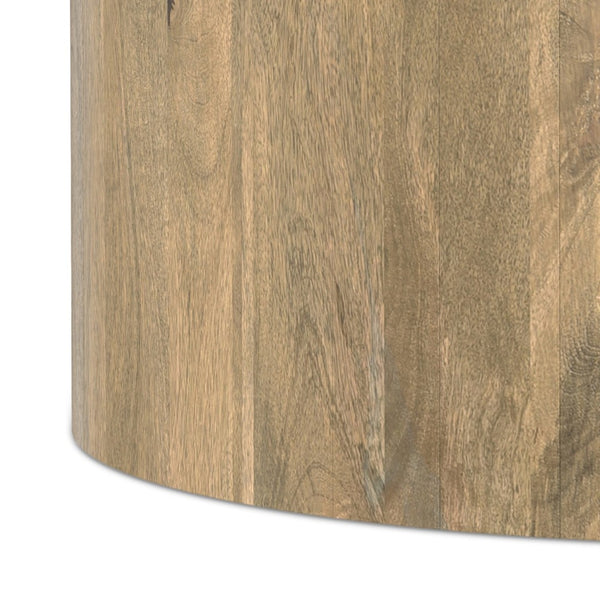 English Elm Millbury Solid Mango Wood Round Coffee Table Rustic Drum Design for Living Room Brown B136P429082