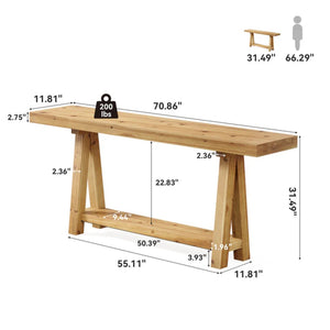 English Elm Hall Console Table Industrial Rustic Two Tier Wood Tone Metal Frame Entryway Sofa T3971P450044