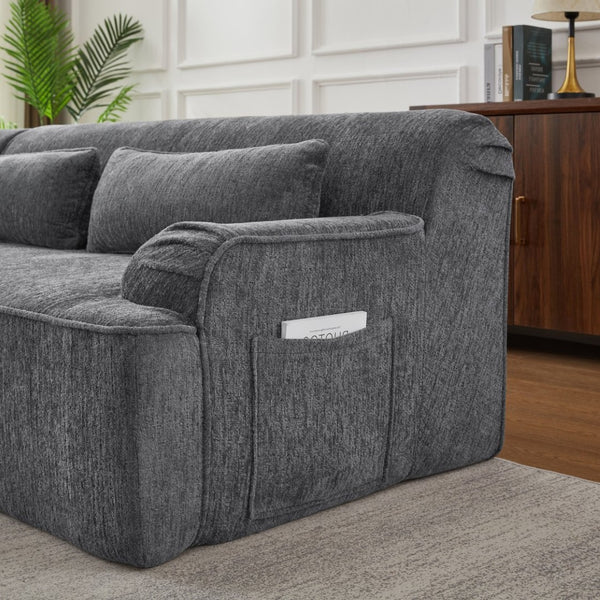 English Elm Chenille Oversized L-shaped Sectional Sleeper Sofa with Tufted Minimalist Design W2339S00069