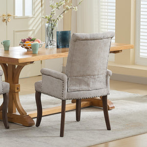English Elm Upholstered Chenille Accent Dining Chair with Tufted Diamond Back, Curved Solid Wood Legs, Comfortable Support Beige W1143P346927
