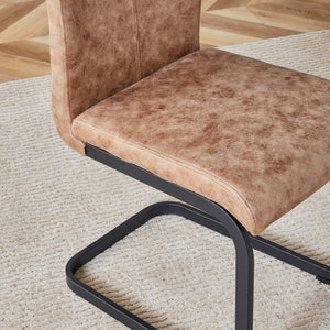 English Elm Table And Chair Set - Retro Rectangular Dining Table With Fishbone Mdf Top & 6 Stylish Brown Chairs W1151S03141-GIGA