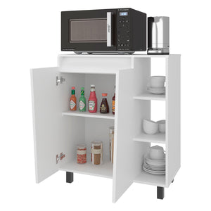English Elm White Kitchen Storage Cabinet with Open Shelving and Enclosed Doors for Compact Spaces B062P483752