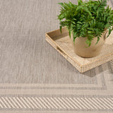 Nourison Horizon Indoor/Outdoor HOZ03 Machine Made Power-loomed Solid Border Indoor/Outdoor Modern Outdoor Rug Grey, Grey 88% Polypropylene,12% Polyester 841491128336