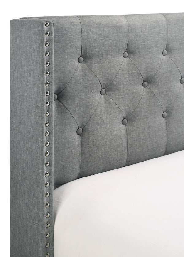 English Elm 1pc Queen Size Platform Storage Bed with Plank Headboard and Built-In Lighting, Modern Farmhouse Design Gray 78 L x 31.5 W x 7 H B2741P347926