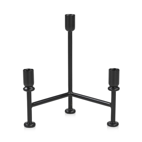 English Elm Cicero Iron Tripod Pillar Candle Holder Art Nouveau Matte Black Sculptural Stand B2769P498419