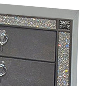 English Elm Laine 2 Drawer Nightstand Solid Wood Gray Finish with Acrylic Trim Bedroom Storage B056P416908