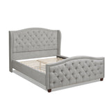 English Elm Fontana Wingback Upholstered Platform Bed Frame, Queen, Silver Grey Polyester