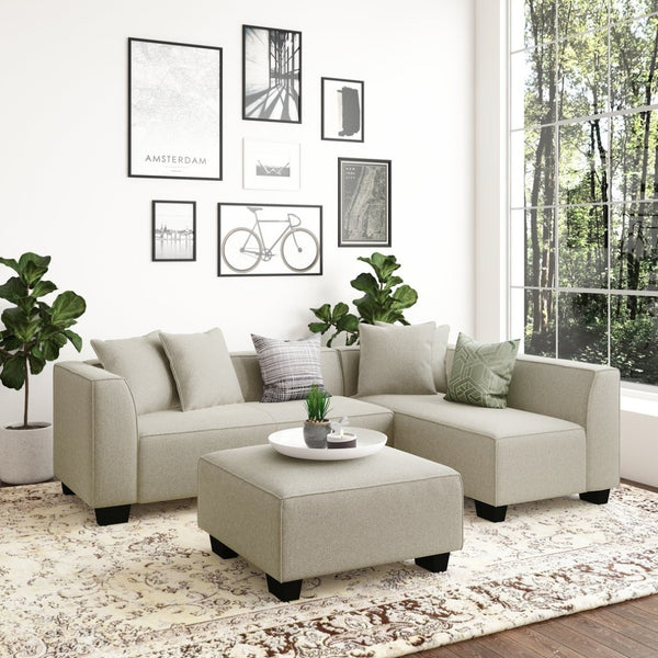 English Elm Marston Corduroy L-shape Sectional Sofa Deep Seating Six Seat Modern Living Room Gray B127S00001