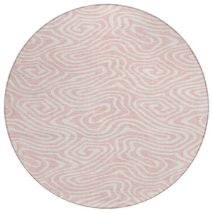 HomeRoots 5' Pink and Gray Abstract Area Rug - Stylish, Washable, Indoor/Outdoor Design for High-Traffic Spaces 8' Round 599000
