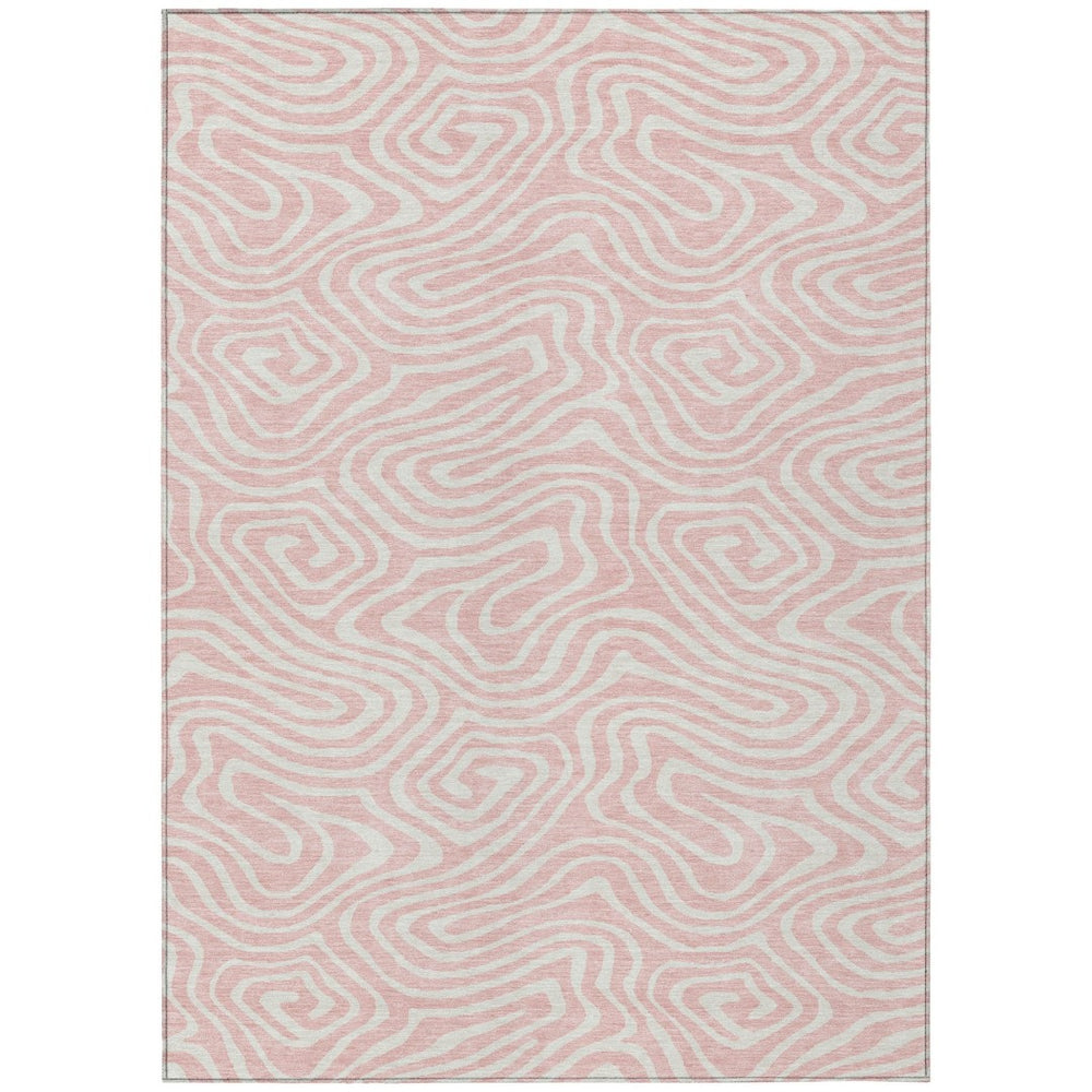 HomeRoots 9' X 12' Abstract Pink and Gray Washable Area Rug - Stylish, Durable, Indoor/Outdoor Versatility! 599002