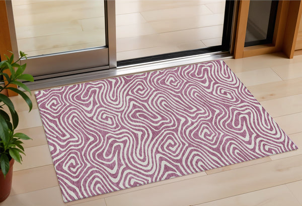 Homeroots 3' Artichoke Green Abstract Washable Area Rug For Indoor And Outdoor Spaces - Durable And Stylish 3' X 5' Polyester 599004