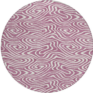 Homeroots 3' Artichoke Green Abstract Washable Area Rug For Indoor And Outdoor Spaces - Durable And Stylish 8' Round Polyester 599006