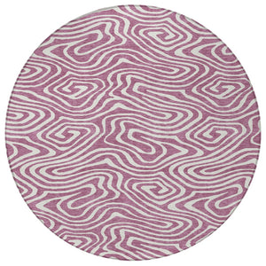 Homeroots 3' Artichoke Green Abstract Washable Area Rug For Indoor And Outdoor Spaces - Durable And Stylish 8' Round Polyester 599006