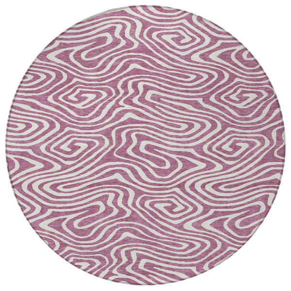 Homeroots 3' Artichoke Green Abstract Washable Area Rug For Indoor And Outdoor Spaces - Durable And Stylish 8' Round Polyester 599006