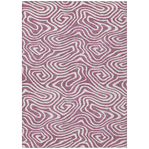 HomeRoots 5' Stylish Plum and Ivory Abstract Area Rug - Durable, Washable, Indoor-Outdoor Versatile Decor 8' X 10' 599007
