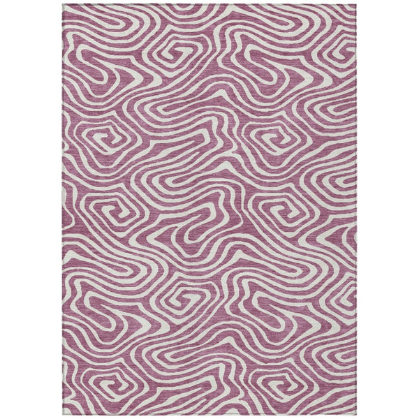 HomeRoots 5' Stylish Plum and Ivory Abstract Area Rug - Durable, Washable, Indoor-Outdoor Versatile Decor 8' X 10' 599007