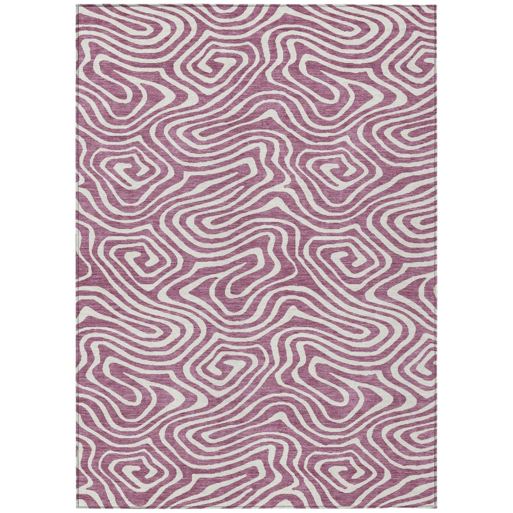 HomeRoots 9' X 12' Abstract Plum and Ivory Area Rug - Stylish, Washable, Durable for Indoor & Outdoor Spaces 599008