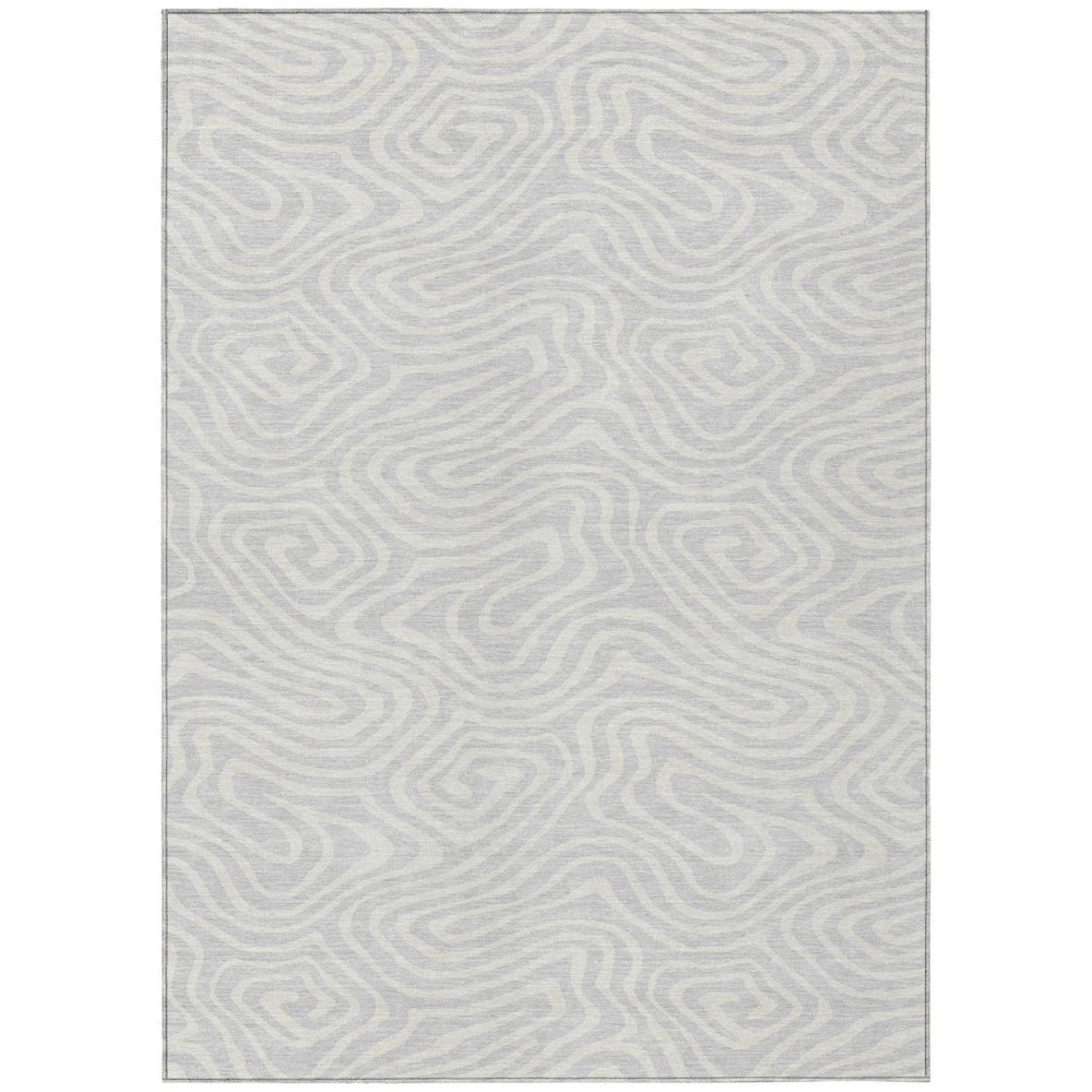 HomeRoots 9' X 12' Silver & Gray Abstract Washable Area Rug - Stylish, Durable, Indoor/Outdoor Design for All Spaces 599014