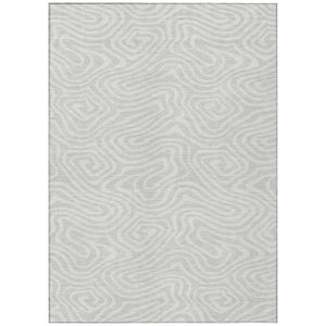 HomeRoots 9' X 12' Silver & Gray Abstract Washable Area Rug - Stylish, Durable, Indoor/Outdoor Design for All Spaces 599014