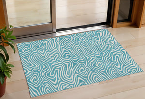 Homeroots 3' Artichoke Green Abstract Washable Area Rug For Indoor And Outdoor Spaces - Durable And Stylish 3' X 5' Polyester 599016