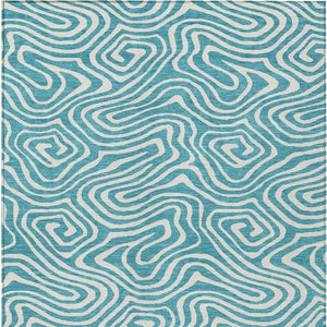 Homeroots 3' Artichoke Green Abstract Washable Area Rug For Indoor And Outdoor Spaces - Durable And Stylish 5' X 8' Polyester 599017