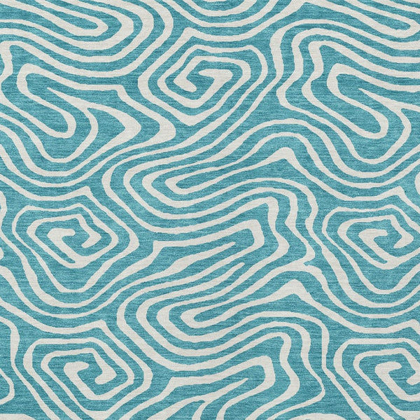 Homeroots 3' Artichoke Green Abstract Washable Area Rug For Indoor And Outdoor Spaces - Durable And Stylish 5' X 8' Polyester 599017