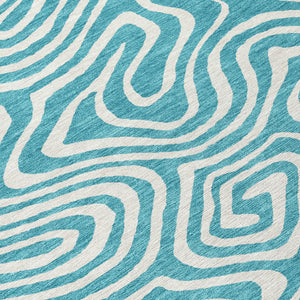 Homeroots 3' Artichoke Green Abstract Washable Area Rug For Indoor And Outdoor Spaces - Durable And Stylish 8' Round Polyester 599018