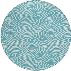 Homeroots 3' Artichoke Green Abstract Washable Area Rug For Indoor And Outdoor Spaces - Durable And Stylish 8' Round Polyester 599018