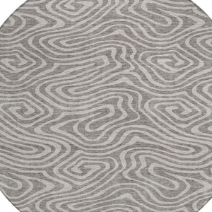 Homeroots 3' Artichoke Green Abstract Washable Area Rug For Indoor And Outdoor Spaces - Durable And Stylish 8' Round Polyester 599024