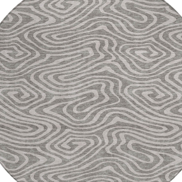 Homeroots 3' Artichoke Green Abstract Washable Area Rug For Indoor And Outdoor Spaces - Durable And Stylish 8' Round Polyester 599024