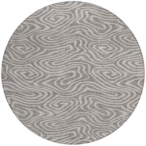 Homeroots 3' Artichoke Green Abstract Washable Area Rug For Indoor And Outdoor Spaces - Durable And Stylish 8' Round Polyester 599024